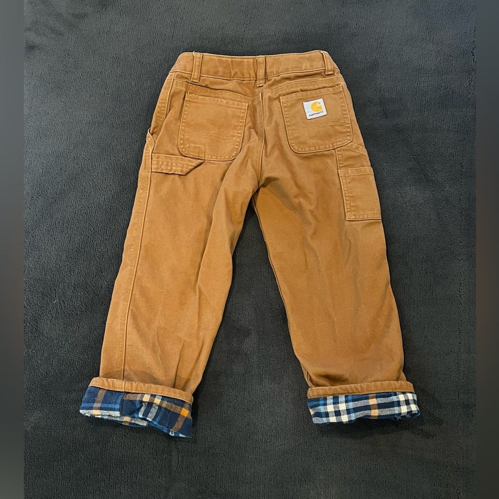 Boys Carhartt flannel-lined Canvas Dungaree